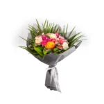 İthal Güllerden Oluşan Renkli Gül Buketi