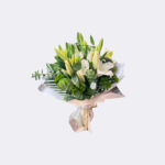 Beyaz Lilyum Kazablanka Buket